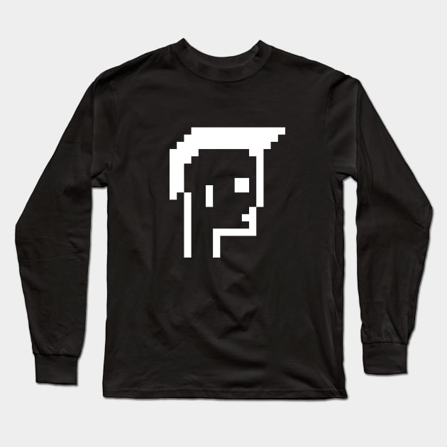 Pixel Art / Short Mohawk - White on Black / ToolCtypto NFT Long Sleeve T-Shirt by Magicform